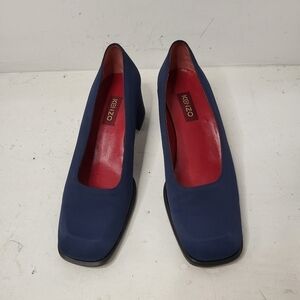 KENZO Y2K Navy Blue Block Heel Pump Size 40